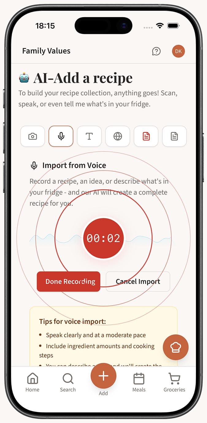 Die Fortschrittsanzeige mit den Phasen für Transkription und Extraktion