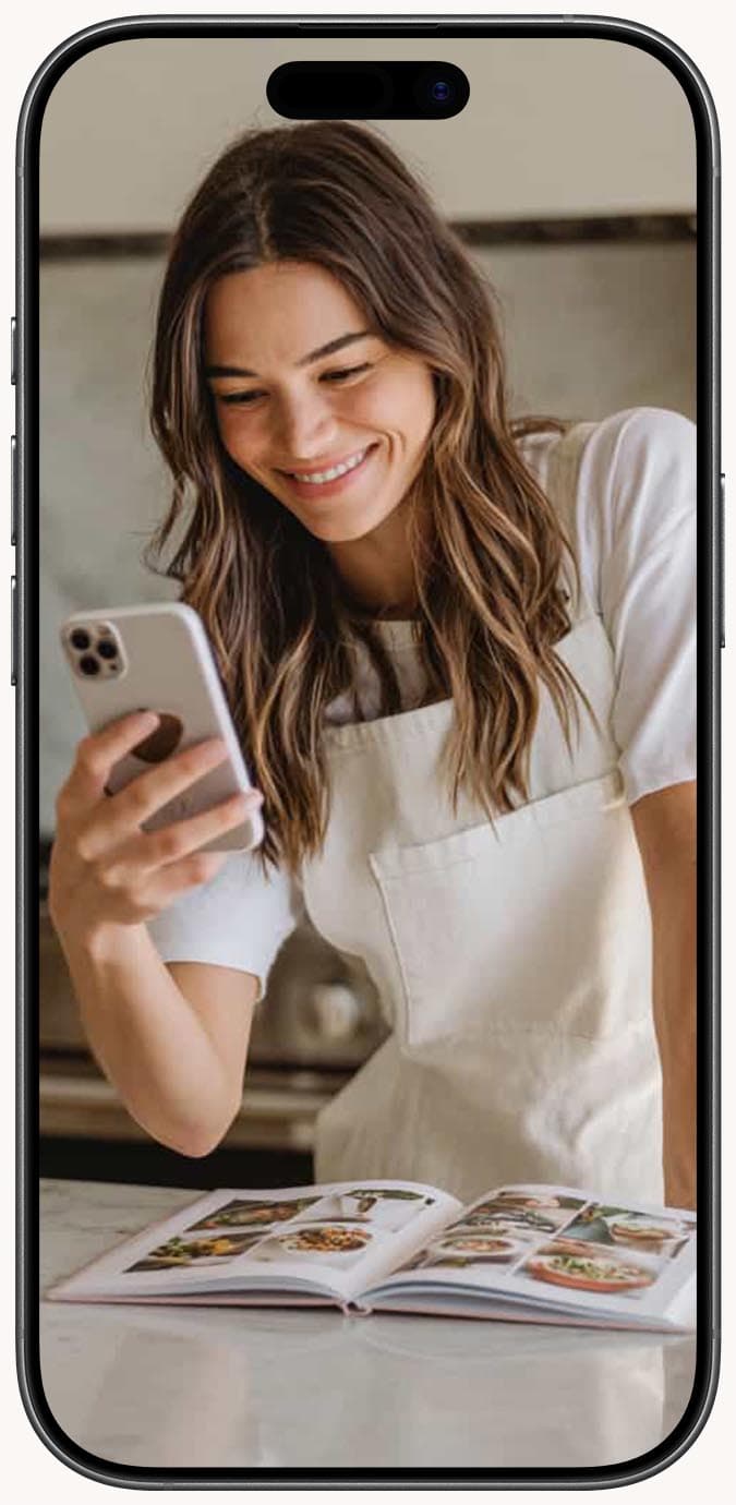 A cookbook page being photographed with good lighting and the page held flat