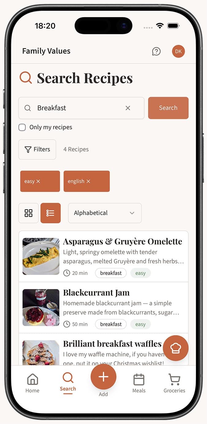 Search results displayed in card view with active filters applied